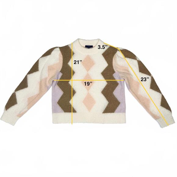 J.Crew Women’s Diamond-Checkered Cropped Crewneck Sweater - Size S - Picture 6 of 6